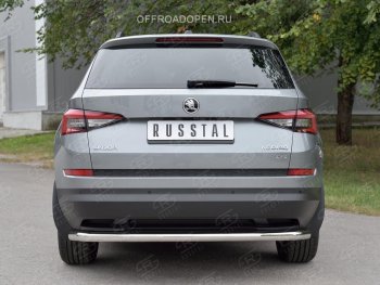 14 799 р. Защита заднего бампера (Ø63 мм, нержавейка) SLITKOFF Skoda Kodiaq NU7 дорестайлинг (2017-2021)  с доставкой в г. Калуга. Увеличить фотографию 3