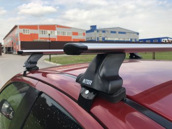 Багажник на крышу Inter Skoda Octavia A7 дорестайлинг лифтбэк (2012-2017)  (Алюминиевые поперечины Крыло, 130 см)