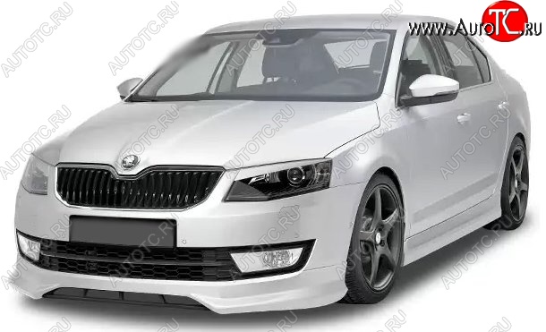 5 999 р. Накладка на передний бампер CT Skoda Octavia A7 дорестайлинг лифтбэк (2012-2017) (Неокрашенная)  с доставкой в г. Калуга