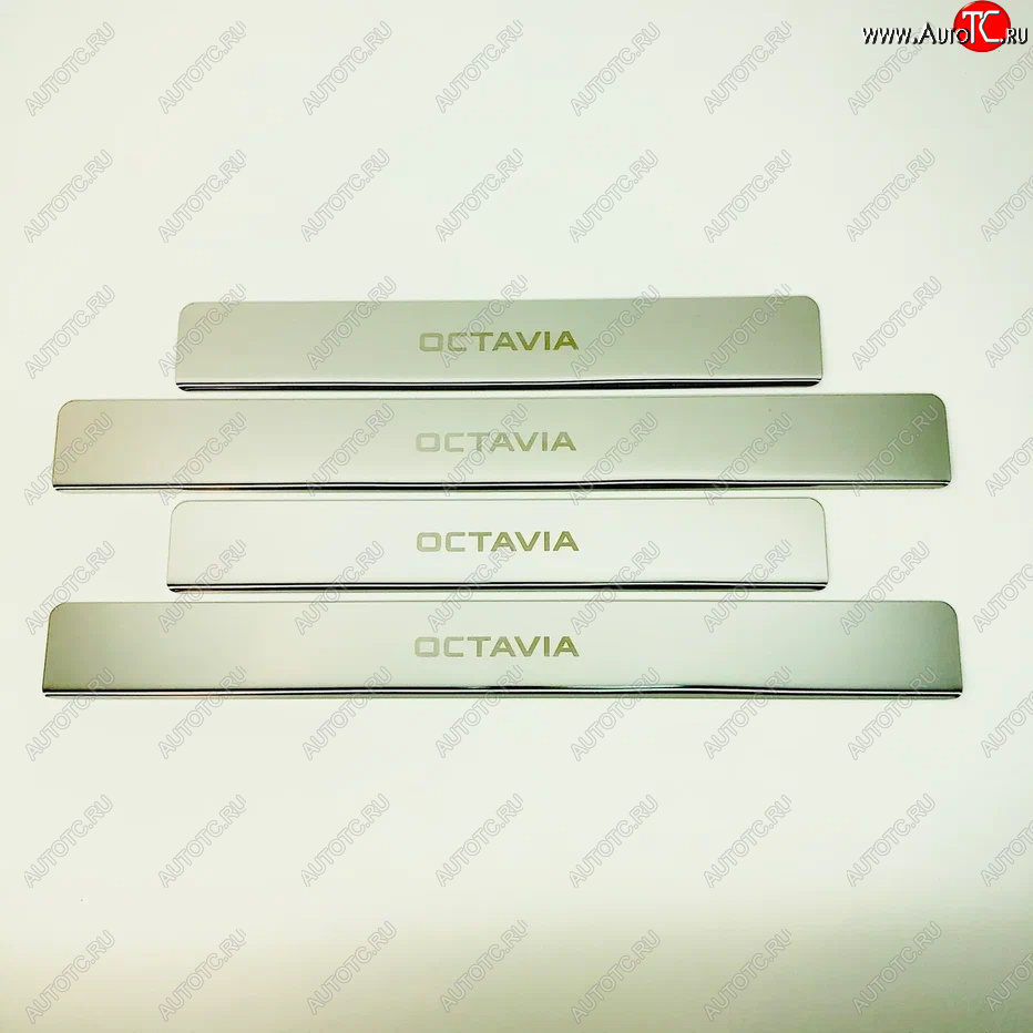 2 179 р. Накладки порожков салона INOX  Skoda Octavia  A7 (2012-2020) (Нержавеющая сталь)  с доставкой в г. Калуга