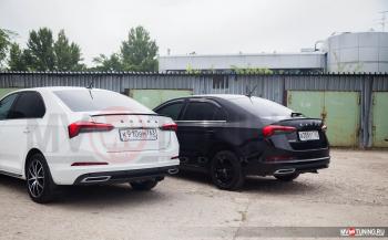 4 199 р. Имитация насадок глушителя RS Style MV-Tuning  Skoda Rapid  MK2 (2019-2024) (SILVER (серебро))  с доставкой в г. Калуга. Увеличить фотографию 3