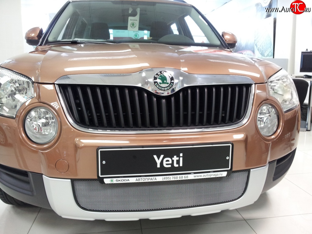 2 199 р. Сетка на бампер Russtal (хром) Skoda Yeti (2009-2013)  с доставкой в г. Калуга