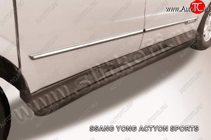 7 999 р. Защита порогов Slitkoff  SSANGYONG Actyon Sport (2012-2024) (Цвет: серебристый)  с доставкой в г. Калуга