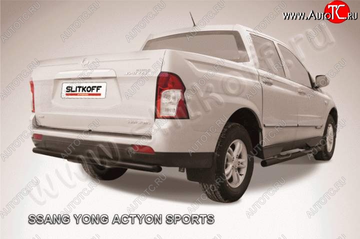 4 799 р. Защита задняя Slitkoff  SSANGYONG Actyon Sport (2012-2024) (Цвет: серебристый)  с доставкой в г. Калуга