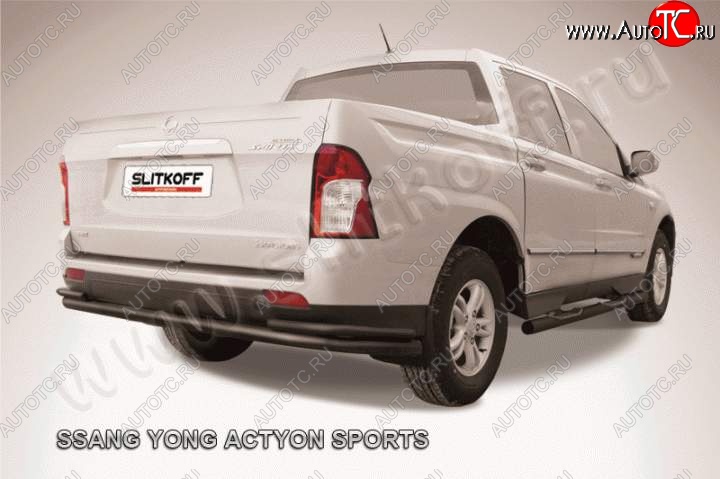 7 949 р. Защита задняя Slitkoff  SSANGYONG Actyon Sport (2012-2024) (Цвет: серебристый)  с доставкой в г. Калуга