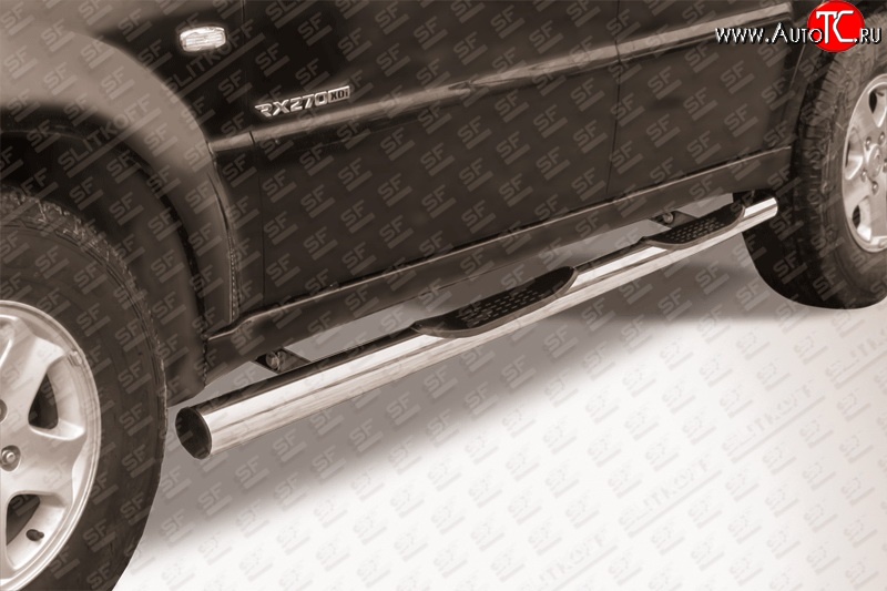 14 649 р. Защита порогов из трубы d76 мм с пластиковыми вставками для ног Slitkoff  SSANGYONG Rexton  Y250 (2006-2012) (Цвет: нержавеющая полированная сталь)  с доставкой в г. Калуга