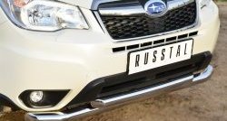 20 349 р. Защита переднего бампера (2 трубыØ76 и 63 мм, нержавейка) Russtal Subaru Forester SJ дорестайлинг (2012-2016)  с доставкой в г. Калуга. Увеличить фотографию 3