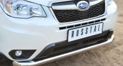 16 249 р. Одинарная защита переднего бампера диаметром 76 мм Russtal  Subaru Forester  SJ (2012-2016)  с доставкой в г. Калуга. Увеличить фотографию 3