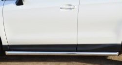 13 849 р. Защита порогов из круглой трубы диаметром 63 мм Russtal  Subaru Forester  SJ (2012-2016) (Защита порогов с со скосами на торцах (вариант 1))  с доставкой в г. Калуга. Увеличить фотографию 1