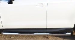 18 799 р. Защита порогов с пластиковыми вставками для ног из круглой трубы диаметром 76 мм Russtal  Subaru Forester  SJ (2012-2016) (Защита порогов с со скосами на торцах (вариант 1))  с доставкой в г. Калуга. Увеличить фотографию 2