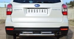 Защита заднего бампера (2 трубы Ø63 и 42 мм, нержавейка) Russtal Subaru Forester SJ дорестайлинг (2012-2016)