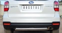 14 999 р. Защита заднего бампера (Ø75x42 мм, нержавейка) Russtal  Subaru Forester  SJ (2012-2016)  с доставкой в г. Калуга. Увеличить фотографию 1