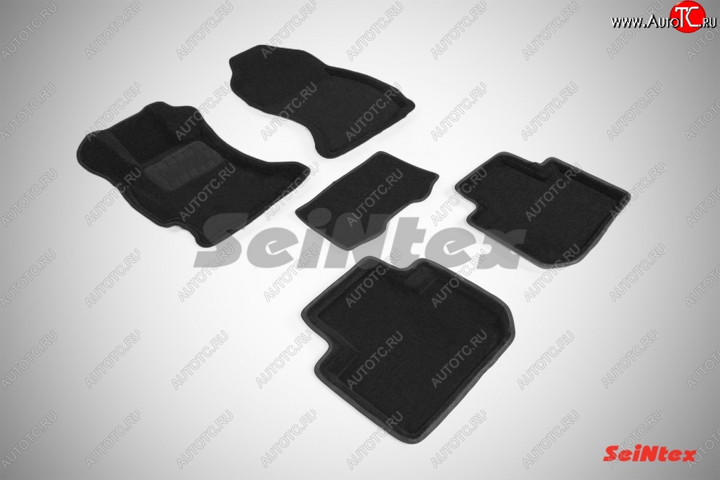 4 999 р. Износостойкие коврики в салон SeiNtex Premium 3D 4 шт. (ворсовые, черные)  Subaru Forester  SJ (2012-2019)  с доставкой в г. Калуга