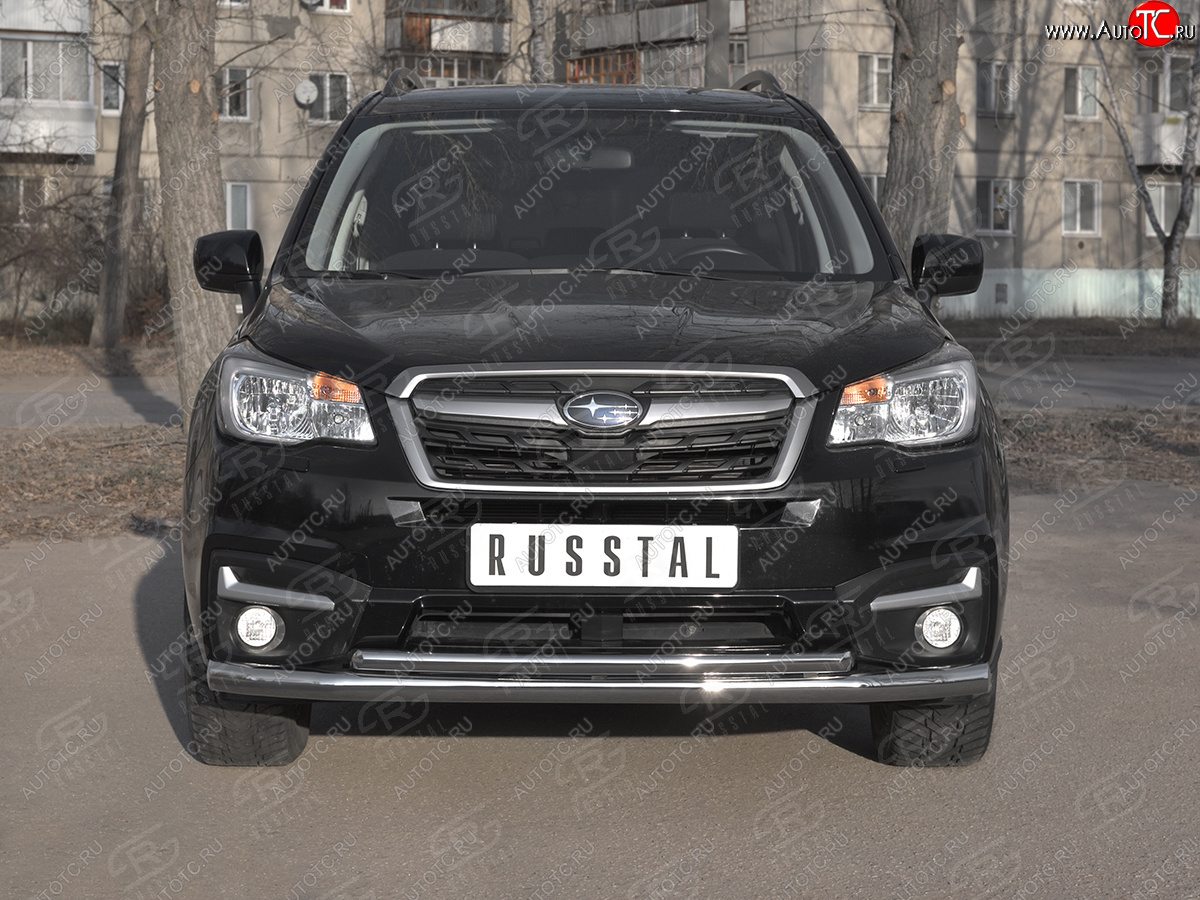 16 699 р. Защита переднего бампера Russtal d63 секции-d42 дуга Subaru Forester SJ рестайлинг (2016-2019)  с доставкой в г. Калуга