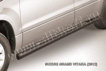 7 749 р. Защита порогов Slitkoff  Suzuki Grand Vitara  JT 5 дверей (2012-2016) (Цвет: серебристый)  с доставкой в г. Калуга. Увеличить фотографию 1