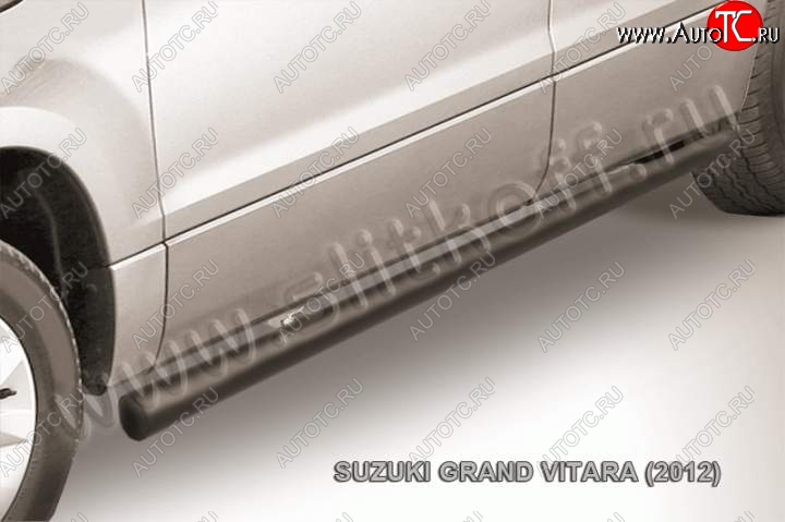 7 749 р. Защита порогов Slitkoff  Suzuki Grand Vitara  JT 5 дверей (2012-2016) (Цвет: серебристый)  с доставкой в г. Калуга