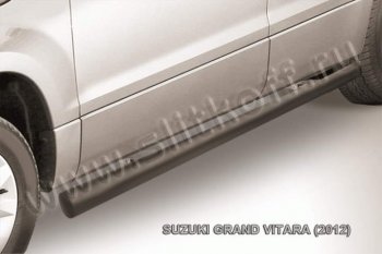 8 349 р. Защита порогов Slitkoff  Suzuki Grand Vitara  JT 5 дверей (2012-2016) (Цвет: серебристый)  с доставкой в г. Калуга. Увеличить фотографию 1