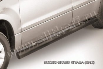 9 749 р. Защита порогов Slitkoff  Suzuki Grand Vitara  JT 5 дверей (2012-2016) (Цвет: серебристый)  с доставкой в г. Калуга. Увеличить фотографию 1
