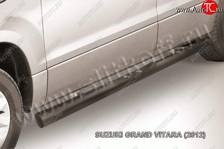 9 749 р. Защита порогов Slitkoff  Suzuki Grand Vitara  JT 5 дверей (2012-2016) (Цвет: серебристый)  с доставкой в г. Калуга