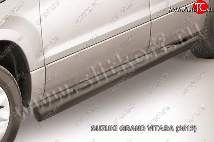 8 349 р. Защита порогов Slitkoff  Suzuki Grand Vitara  JT 5 дверей (2012-2016) (Цвет: серебристый)  с доставкой в г. Калуга