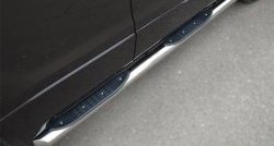 Защита порогов с пластиковыми вставками для ног из круглой трубы диаметром 76 мм (5 дв.) Russtal Suzuki Grand Vitara JT 5 дверей 2-ой рестайлинг (2012-2016)