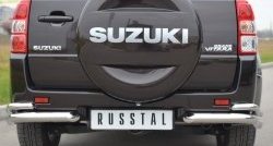 Защита заднего бампера (Ø63 и 42 мм, нержавейка) Russtal Suzuki Grand Vitara JT 5 дверей 2-ой рестайлинг (2012-2016)