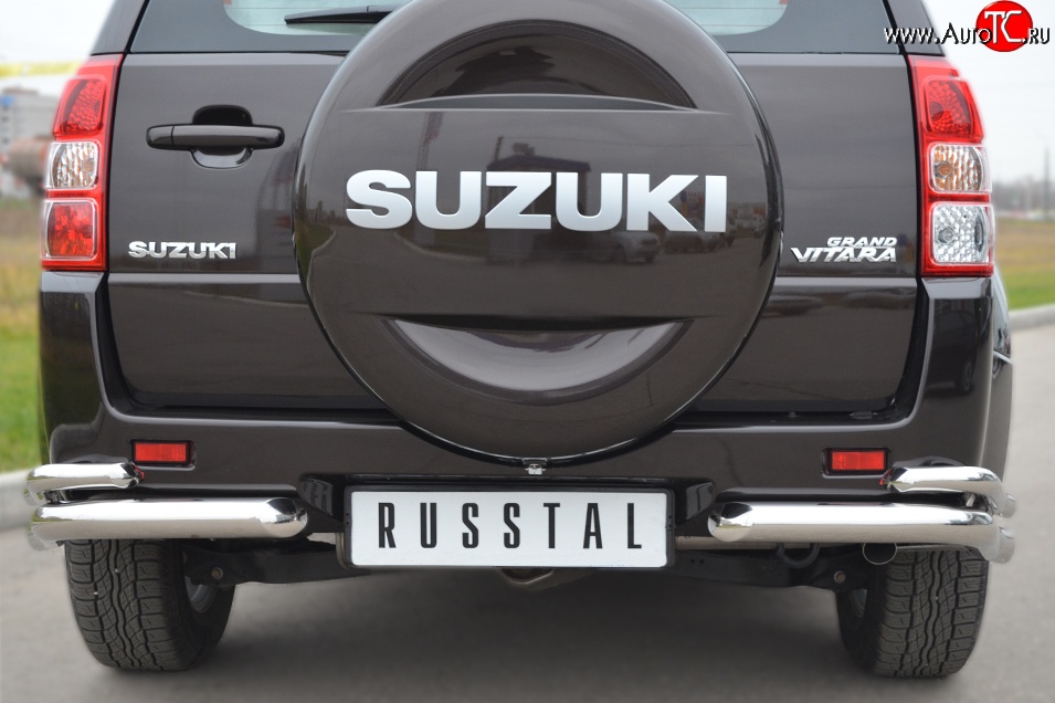 13 999 р. Защита заднего бампера (Ø63 и 42 мм, нержавейка) Russtal  Suzuki Grand Vitara  JT 5 дверей (2012-2016)  с доставкой в г. Калуга