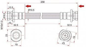 519 р. Тормозной шланг SAT (задний, левый)  Suzuki Escudo  2 - Grand Vitara ( FTB03 3 двери,  3TD62, TL52 5 дверей)  с доставкой в г. Калуга. Увеличить фотографию 1