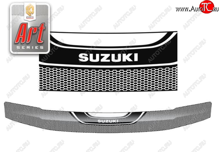 2 349 р. Дефлектор капота (TD54W, TD94W) CA-Plastiс  Suzuki Grand Vitara ( JT 5 дверей,  JT 3 двери) (2005-2016) (Серия Art черная)  с доставкой в г. Калуга