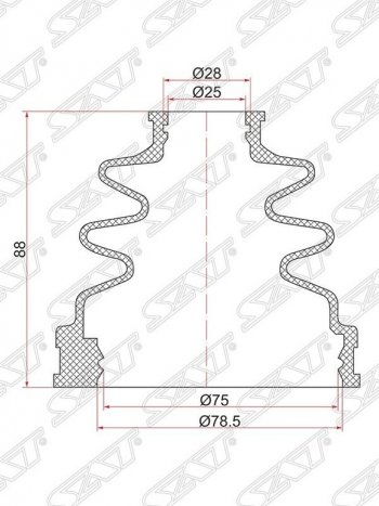 369 р. Пыльник ШРУСа (внутренний) SAT  Suzuki Grand Vitara ( FTB03 3 двери,  3TD62, TL52 5 дверей,  JT 5 дверей,  JT 3 двери) (1997-2012), Toyota Mark 2  X100 (1996-2000)  с доставкой в г. Калуга. Увеличить фотографию 1