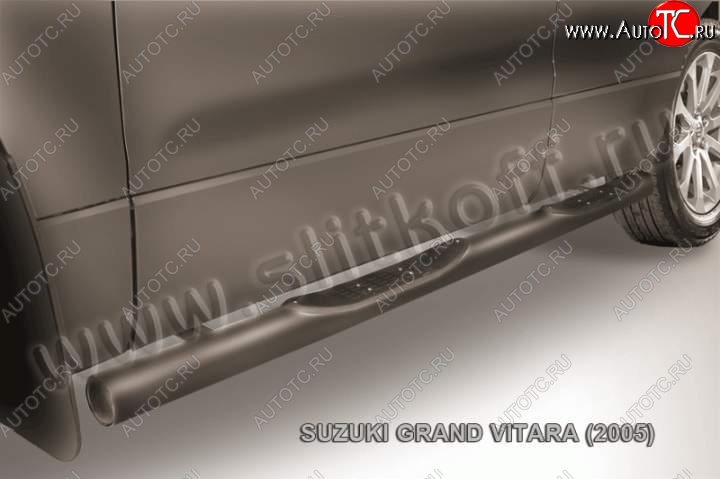 9 749 р. Защита порогов Slitkoff  Suzuki Grand Vitara ( JT 5 дверей,  JT 3 двери) (2005-2008) (Цвет: серебристый)  с доставкой в г. Калуга