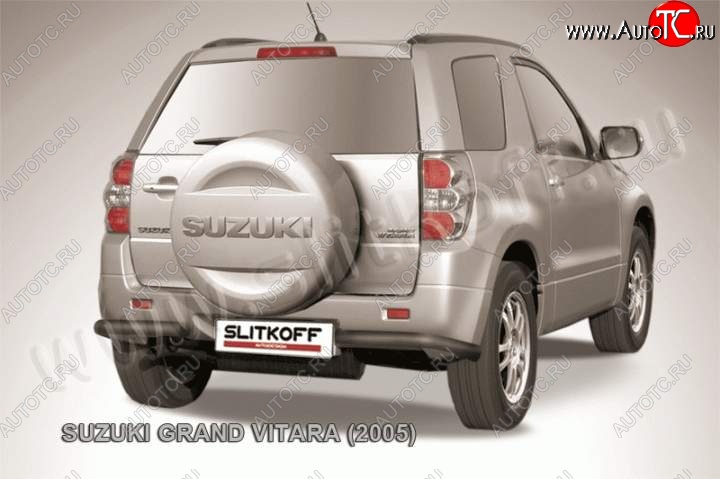 3 999 р. Защита заднего бампера (уголки d57) Slitkoff  Suzuki Grand Vitara  JT 3 двери (2005-2008) (Цвет: серебристый)  с доставкой в г. Калуга