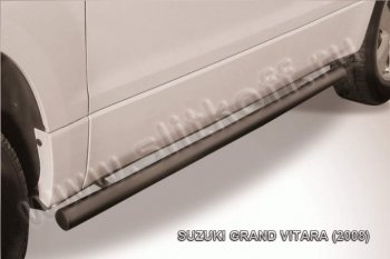 8 349 р. Защита порогов Slitkoff  Suzuki Grand Vitara  JT 3 двери (2005-2008) (Цвет: серебристый)  с доставкой в г. Калуга. Увеличить фотографию 1