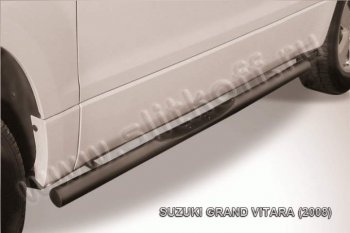 9 749 р. Защита порогов Slitkoff  Suzuki Grand Vitara  JT 3 двери (2005-2008) (Цвет: серебристый)  с доставкой в г. Калуга. Увеличить фотографию 1