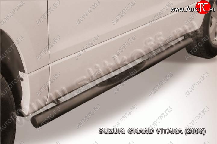 9 749 р. Защита порогов Slitkoff  Suzuki Grand Vitara  JT 3 двери (2005-2008) (Цвет: серебристый)  с доставкой в г. Калуга