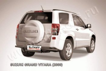 6 949 р. Защита задняя Slitkoff  Suzuki Grand Vitara  JT 3 двери (2005-2008) (Цвет: серебристый)  с доставкой в г. Калуга. Увеличить фотографию 1