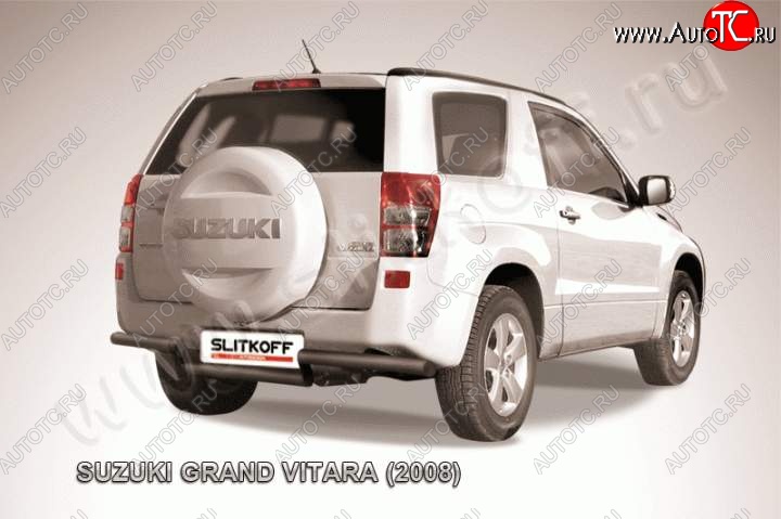 6 949 р. Защита задняя Slitkoff  Suzuki Grand Vitara  JT 3 двери (2005-2008) (Цвет: серебристый)  с доставкой в г. Калуга