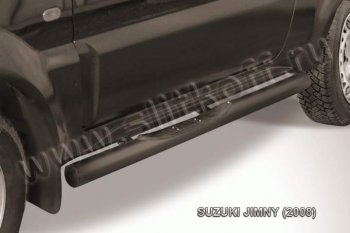 8 799 р. Защита порогов Slitkoff  Suzuki Jimny  JB23/JB43 (2002-2012) (Цвет: серебристый)  с доставкой в г. Калуга. Увеличить фотографию 1