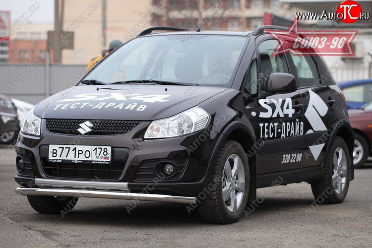 9 404 р. Защита переднего бампера одинарная Souz-96 (d60). Suzuki SX4 JYB, JYA хэтчбэк дорестайлинг (2013-2016)  с доставкой в г. Калуга