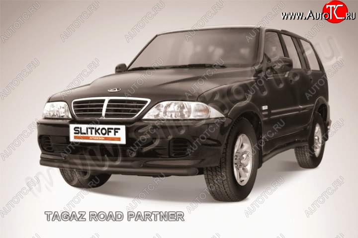 6 449 р. Защита переднего бампер Slitkoff  ТАГАЗ Road Partner (2007-2011) (Цвет: серебристый)  с доставкой в г. Калуга