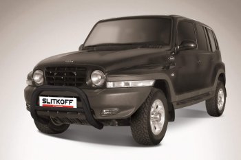 Защита переднего бампера Slitkoff (низкая, d76 мм) ТАГАЗ Tager 5d (2008-2012)