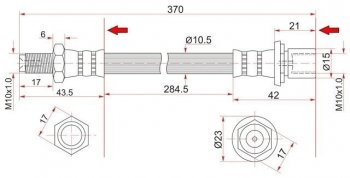 Тормозной шланг SAT (задний, промежуточный)  4Runner  N180, Hilux Surf ( N120,N130,  N180)