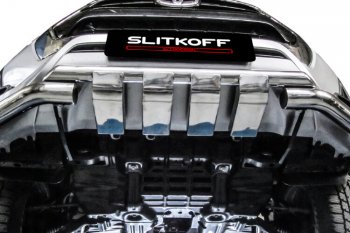 19 399 р. Защита переднего бампера Slitkoff (Ø 76+Ø 57, двойная с профильной ЗК). Toyota Hilux AN120 1-ый рестайлинг (2017-2020)  с доставкой в г. Калуга. Увеличить фотографию 4