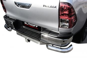 10 249 р. Защита заднего бампера Slitkoff (Ø 76 мм, уголки)  Toyota Hilux  AN120 (2017-2020) (Нержавеющая сталь)  с доставкой в г. Калуга. Увеличить фотографию 3