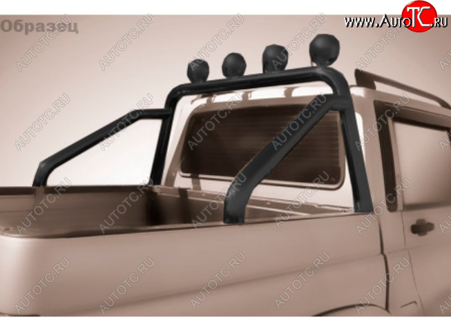 12 599 р. Защитная дуга багажника на Slitkoff (Ø 76 мм, с креплениями под ПТФ)  Toyota Hilux  AN120 (2017-2020) (Сталь с полимерным покрытием. Цвет: черный)  с доставкой в г. Калуга