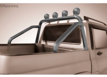 12 599 р. Защитная дуга багажника на Slitkoff (Ø 76 мм, с креплениями под ПТФ).  Toyota Hilux  AN120 (2017-2020) (Сталь с полимерным покрытием. Цвет: серебристый)  с доставкой в г. Калуга. Увеличить фотографию 1