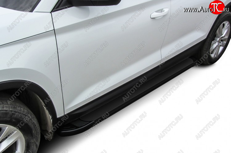 17 599 р. Пороги алюминиевые Slitkoff  Toyota Hilux  AN120 (2017-2020) (Optima Black )  с доставкой в г. Калуга