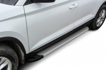 17 599 р. Пороги алюминиевые Slitkoff  Toyota Hilux  AN120 (2017-2020) (Optima Silver)  с доставкой в г. Калуга. Увеличить фотографию 1