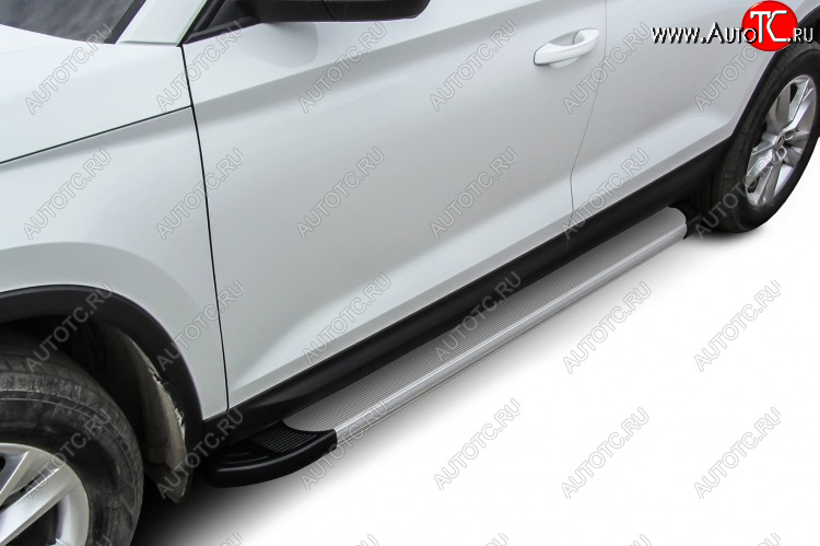 17 599 р. Пороги алюминиевые Slitkoff  Toyota Hilux  AN120 (2017-2020) (Optima Silver)  с доставкой в г. Калуга