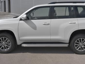 Защита порогов (Ø42 мм, BLACK ONYX) Russtal Toyota Land Cruiser Prado J150 3-ий рестайлинг (2020-2024)  (полированная нержавейка)